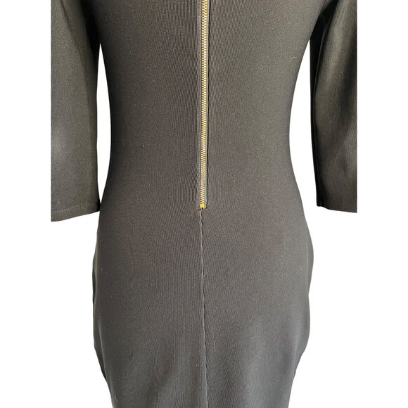 Express Black Bodycon Dress With Back Zipper & 3/4 Sleeves Size M Sexy - Picture 13 of 16